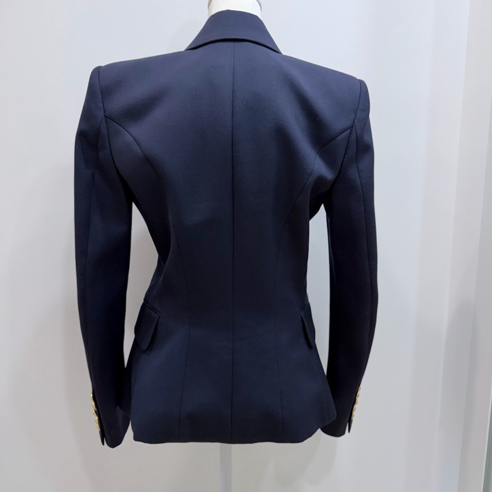 Balmain Fitted Wool Women's Navy Double-Breasted Blazer - FR 38 US 6 - Picture 10 of 16